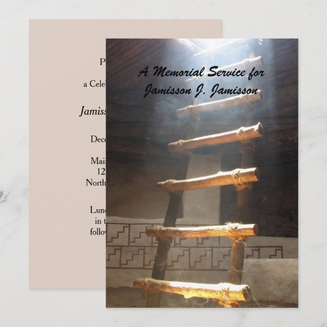 Memorial Service, Kiva Ladder, Colorado Invitation (Front/Back)