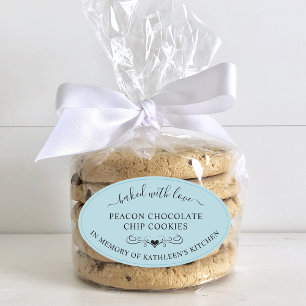 Memorial Service Memory Of Baked With Love Favour Oval Sticker