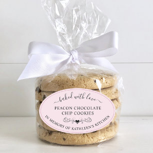 Memorial Service Memory Of Baked With Love Favour Oval Sticker