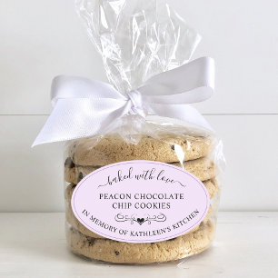 Memorial Service Memory Of Baked With Love Favour Oval Sticker