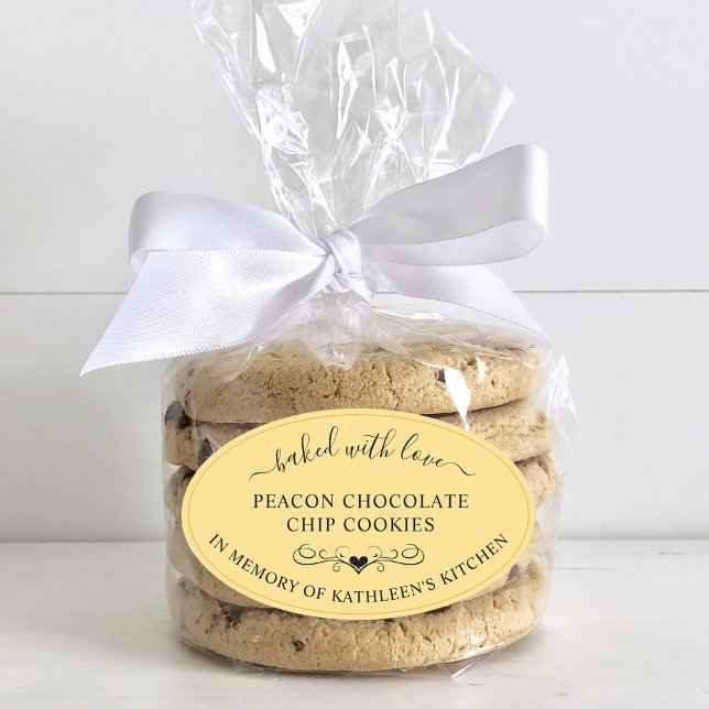 Memorial Service Memory Of Baked With Love Favour Oval Sticker (Memorial Service Memory Of Baked With Love Favor Oval Sticker)