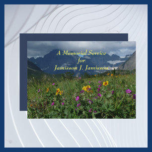 Memorial Service Mountain Wildflowers Personalised Invitation