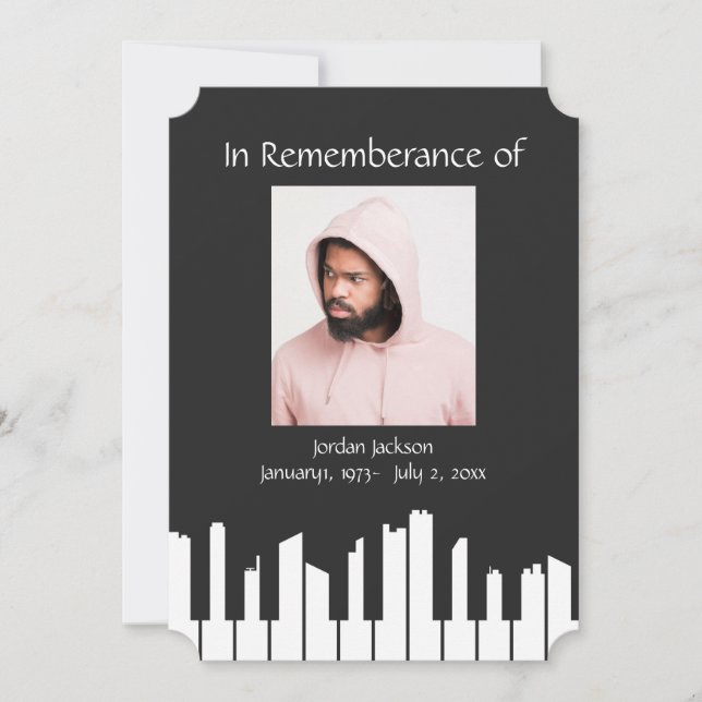 Memorial Service Piano Musician Cityscape Invitati Invitation (Front)