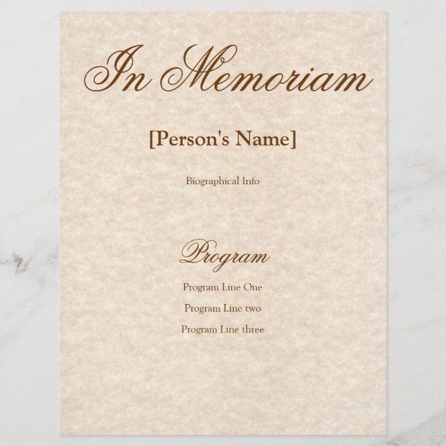 Memorial Service Program with Custom Text (Front)