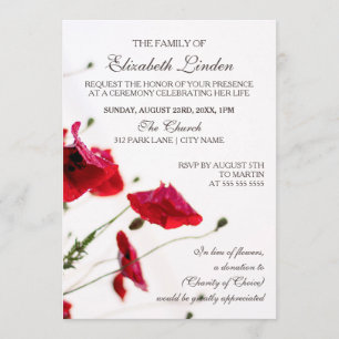 Memorial Service   Red Poppies Invitation