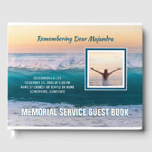 Memorial Service Sea Ocean Waves Add Your Photo Guest Book