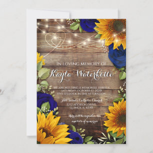 Memorial Service Sunflower & Roses death Invitatio Invitation