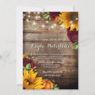 Memorial Service Sunflower & Roses death Invitation