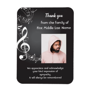 Memorial Service Thank you Music Notes background Magnet