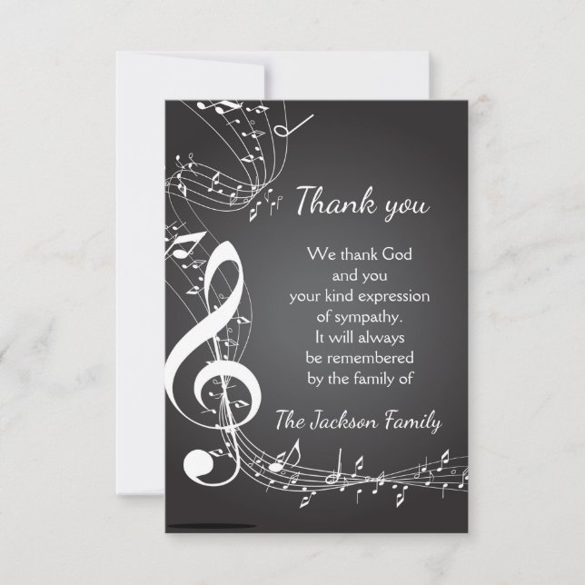 Memorial Service Thanks Music Notes Custom (Front)