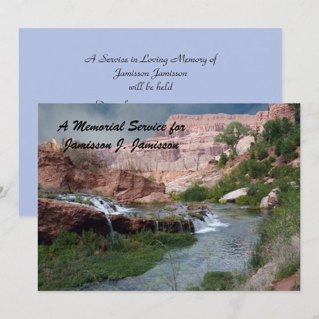 Memorial Service Waterfall Landscape Scenery Invitation (Front/Back)