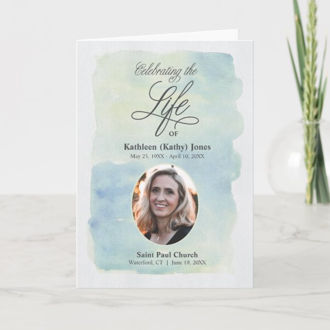 Memorial Service With Photo Funeral Invitation (Front)