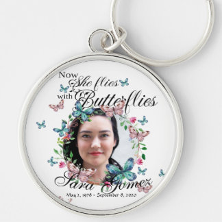 Memorial She Now Flies with Butterflies Key Ring