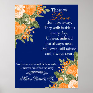 Memorial Sign - Orange Flowers on Navy Blue