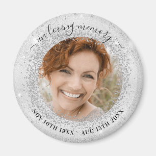 Memorial silver sparkles photo elegant magnet