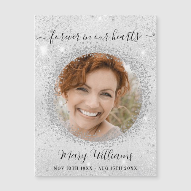 Memorial silver sparkles photo love magnet (Front)