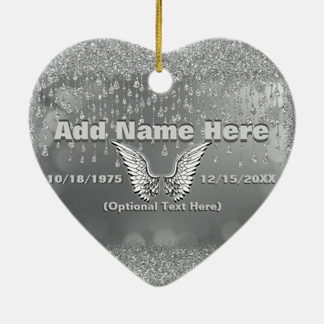 Memorial - Silver Tears Ceramic Tree Decoration (Back)
