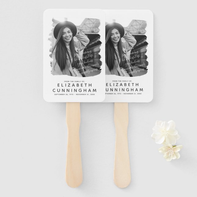 Memorial Simple and Modern Photo Frame Hand Fan (Front and Back)