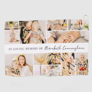 Memorial Simple Minimalist Modern 10 Photo Collage Golf Towel