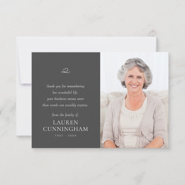 Memorial Simple Minimalist Modern Photo Thank You Card (Front)