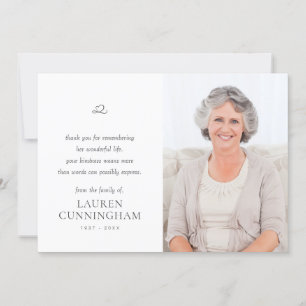 Memorial Simple Minimalist Modern Photo Thank You Card