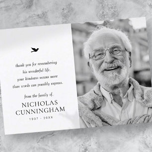 Memorial Simple Minimalist Modern Photo Thank You Card