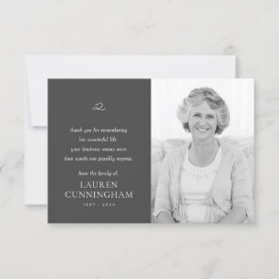 Memorial Simple Minimalist Modern Photo Thank You Card