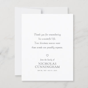 Memorial Simple Modern Chic Thank You Card