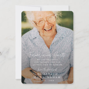 Memorial Simple Modern Forever in our Hearts Photo Thank You Card
