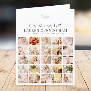 Memorial Simple Modern Minimalist 25 Photo Collage Thank You Card