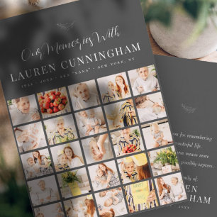 Memorial Simple Modern Minimalist 25 Photo Thank You Card