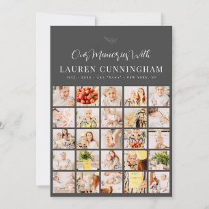 Memorial Simple Modern Minimalist 25 Photo Thank You Card
