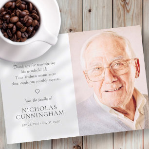 Memorial Simple Modern Photo Thank You Card