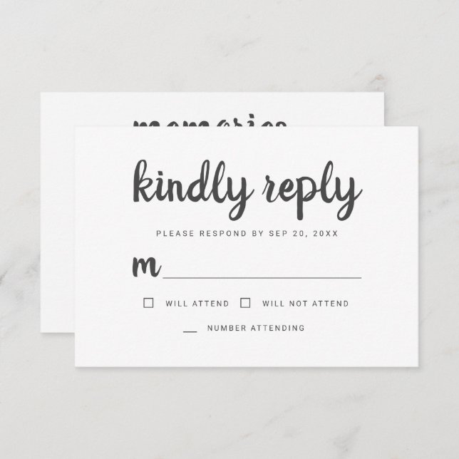 Memorial Simple Written Memories Kindly Reply RSVP Card (Front/Back)