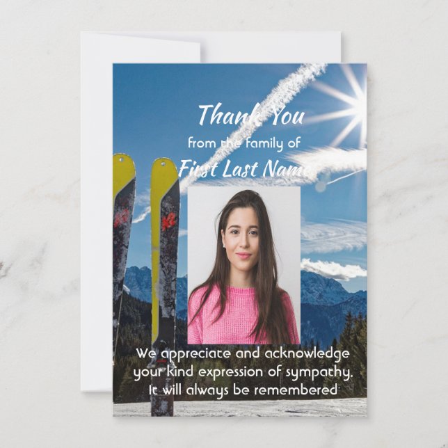 Memorial Skiing Skier Cross-country  Thank you (Front)