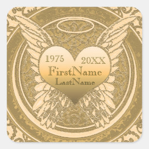 Memorial Sticker Add Name Gold Foil Look