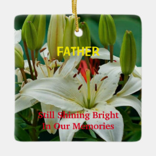 Memorial Still Shining In Our Memories Lilies Ceramic Tree Decoration