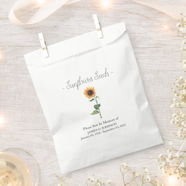 Memorial Sunflower Seed Funeral  Favour Bags (Clipped)