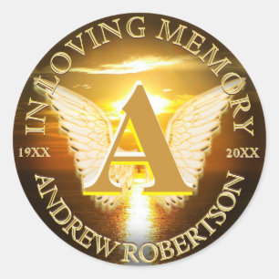 Memorial Sunset Ocean Monogram Classic Round Sticker