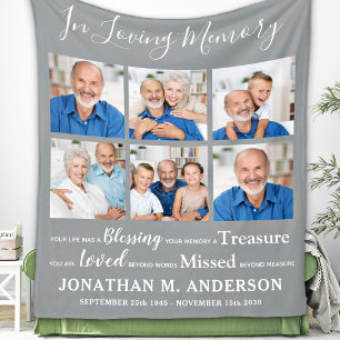 Memorial Sympathy 6 Photo Collage In Loving Memory Fleece Blanket