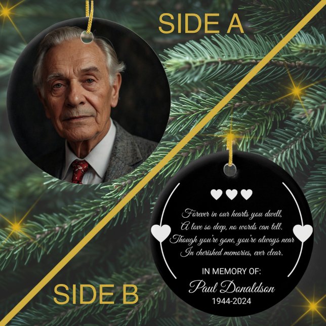 Memorial Sympathy Custom Photo and Text Ceramic Tree Decoration (Creator Uploaded)
