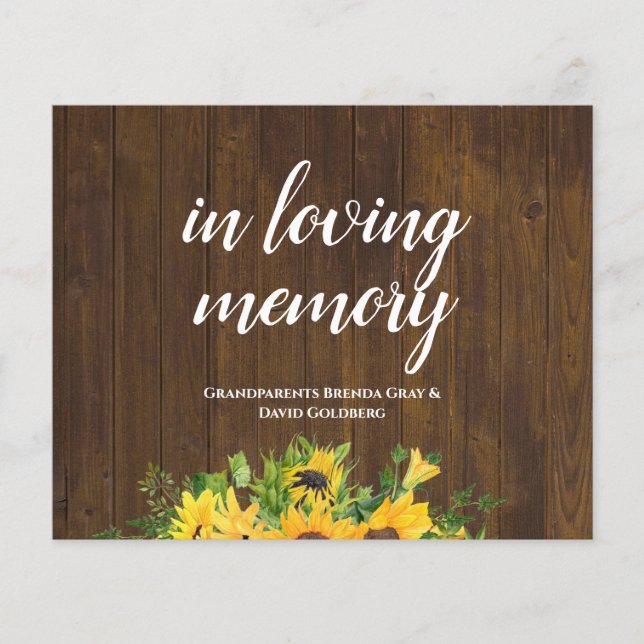 Memorial Table Display Shelf Rustic Wedding Sign (Front)