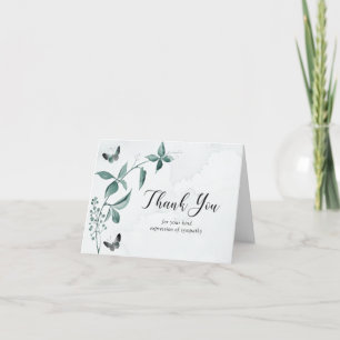 Memorial Thank You Butterfly Botanical Green Card
