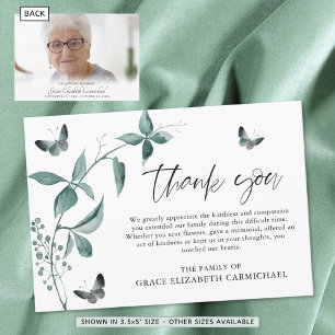 Memorial Thank You Butterfly Script Photo Card
