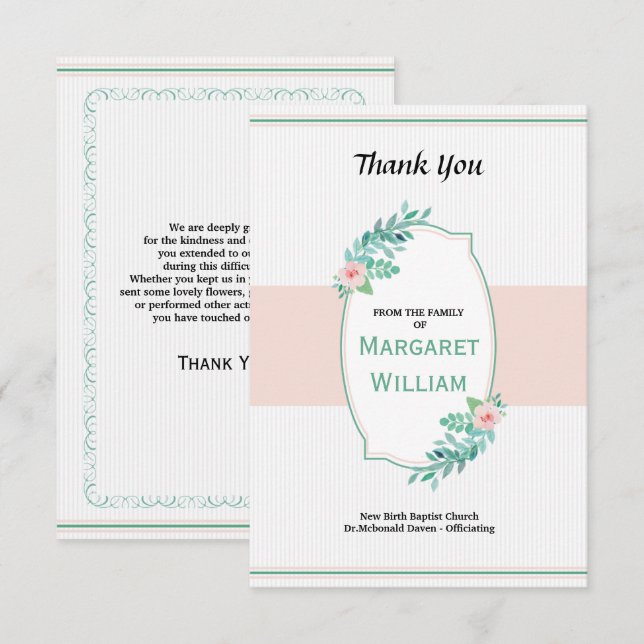 Memorial Thank You Card (Front/Back)