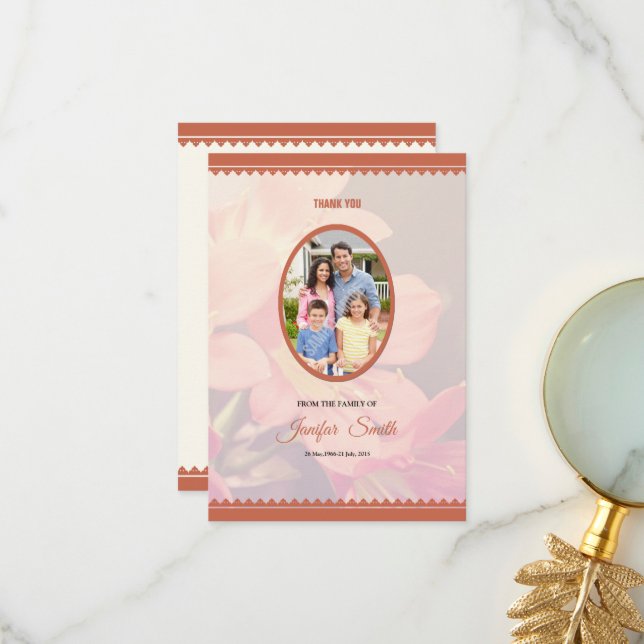 Memorial Thank You Card (Front/Back In Situ)