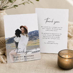 Memorial Thank You Card Funeral Sympathy Cards