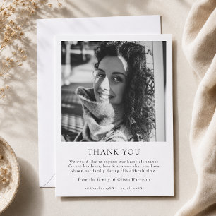 Memorial Thank You Card   Funeral Thanks Note