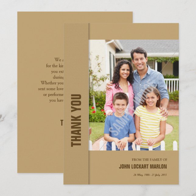 Memorial Thank You Photo Card (Front/Back)