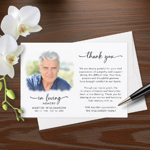 Memorial Thank You Photo In Loving Memory Card